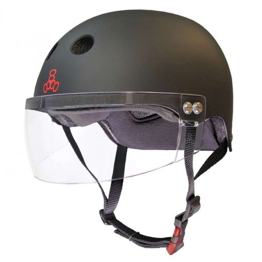 Triple8 Adult The Certified Sweatsaver with Visor Helmet - Black Rubber - 363