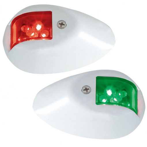 Perko LED Sidelights-Red/Green-12V-White Epoxy Coated Housing - 0602DP1WHT