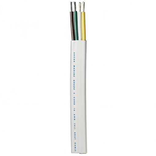 Ancor Trailer Cable - 16/4 AWG - Yellow/White/Green/Brown - Flat - 100' - 154010