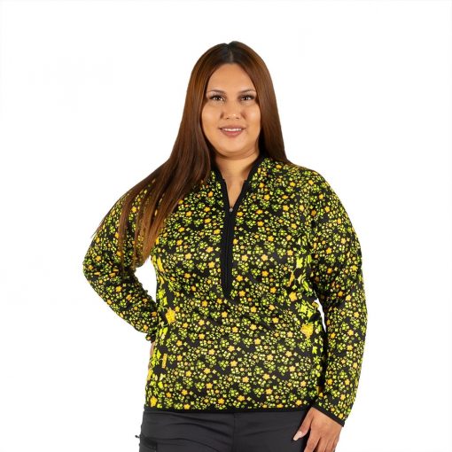 Shebeest Women's Bellissima Ground Cover- BK/Electric Lime Long Sleeve Cycling Jersey - PLUS SIZE - 3511P-GCBE