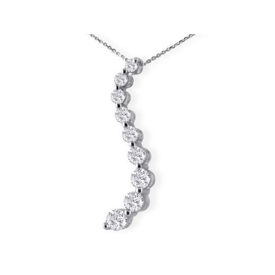 0.60 Cts Ascending Pendant Set In 14k White Gold Necklace