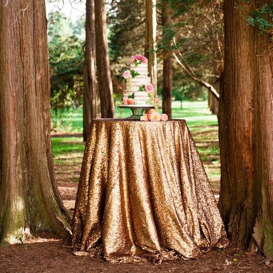 108' Round Gold Sequin Bling Glam Sparkle Tablecloth