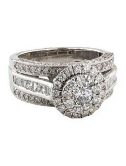 (2217) 14k White Gold Diamond Engagement Ring