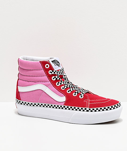 red and pink vans