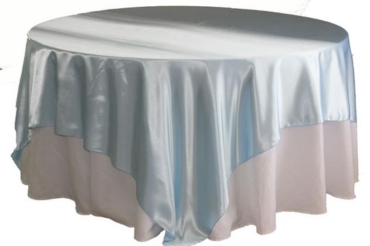 & Stories  Light Blue 20 Satin Overlay 90" Square Tablecloth