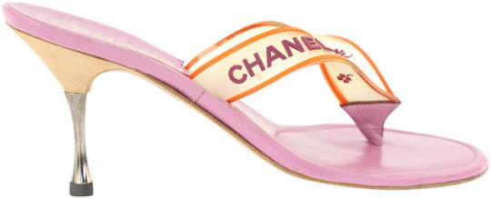  Chanel  Purple Clover And Logo Thong Mules/Slides