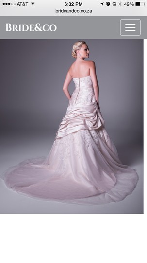  David's Bridal  Champagne Satin V3179 Formal Wedding Dress