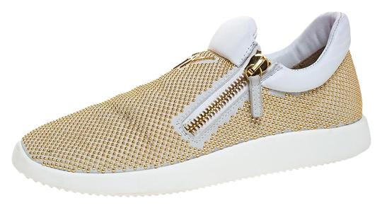 Vælge Radioaktiv Charles Keasing Giuseppe Zanotti White White/Gold Studded Leather May London Slip On 40.5  Sneakers -