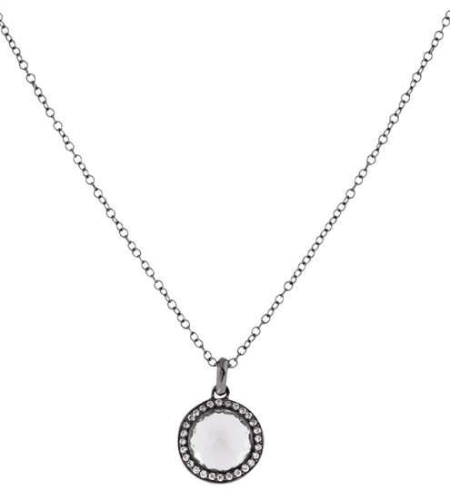 Ippolita  925 Sterling Silver Diamond Bezel Clear Quartz Wicked Mini Lollipop Necklace