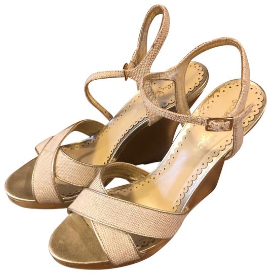 Lilly Pulitzer Gold Sandals Wedges - dealplus