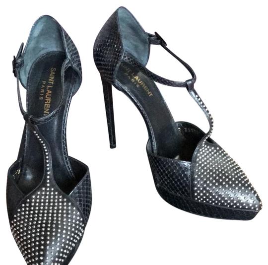 Saint Laurent Black Runway Snake Skin Platforms - dealplus