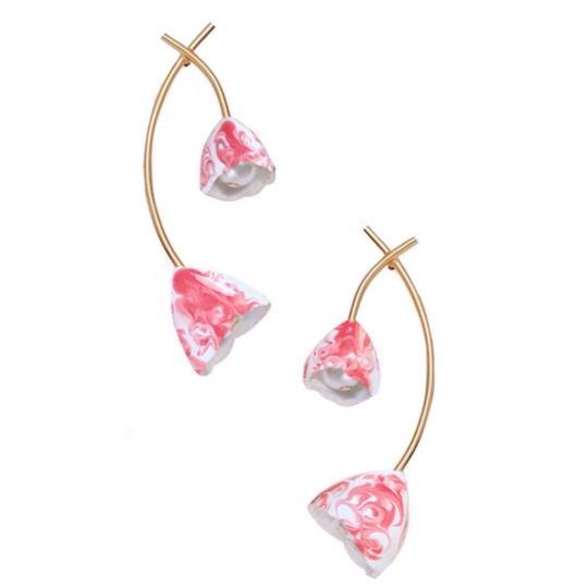 Tory Burch  Pink • Vintage Ceramic Floral Bud Earrings